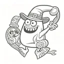 ghost with a witch hat holding a knife named Boo monsters inc tattoo design idea