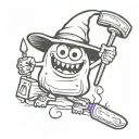ghost with a witch hat holding a knife named Boo monsters inc tattoo design idea