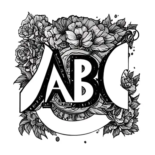 abc blocks body black and white tattoo design idea