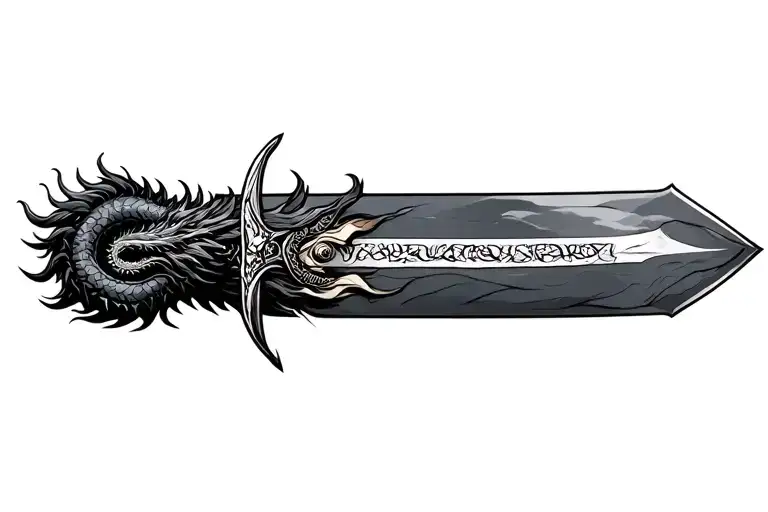 sword, change in japanese, dragon wrapped tattoo design idea