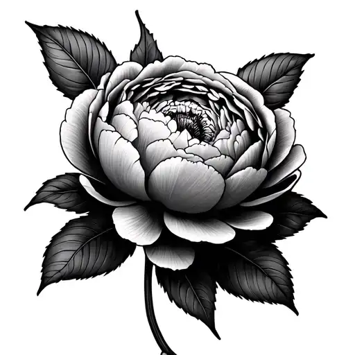 kosovar peony flower tattoo design idea