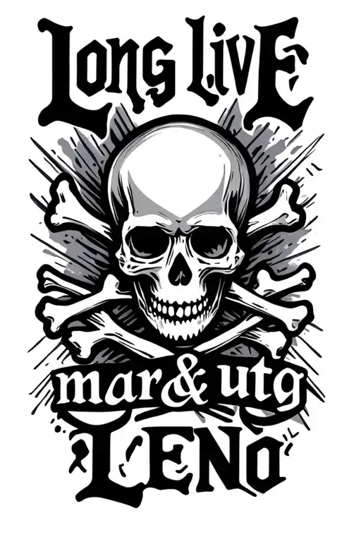 "Long live mar&utg Leno " skull and bones  tattoo design idea