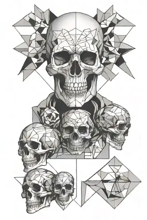 skull, geometric shapes, family, god, strength, warrior tattoo design idea