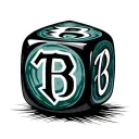 magic the gathering dice with the initials T B with the eagles colors from the football team  tattoo design idea