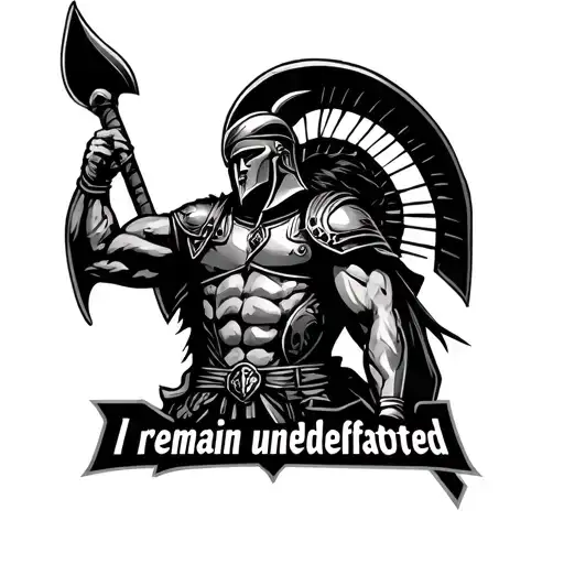 Spartan warrior "I remain undefeated." tattoo design idea