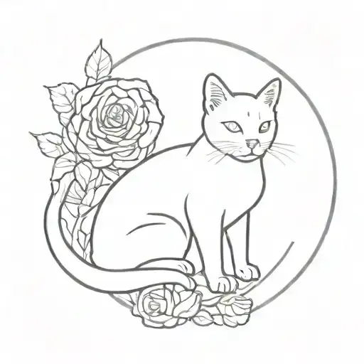 pet cat loss memorial  in tattoo design idea