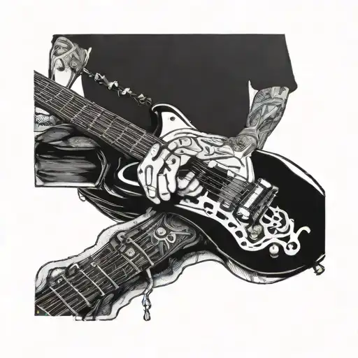 forarm to hand fender guitar and scale tattoo design idea