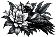 crested ibis bird surrounded water hyacinth flower tattoo tattoo design idea