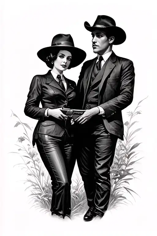 Bonnie And Clyde inspired design tattoo design idea