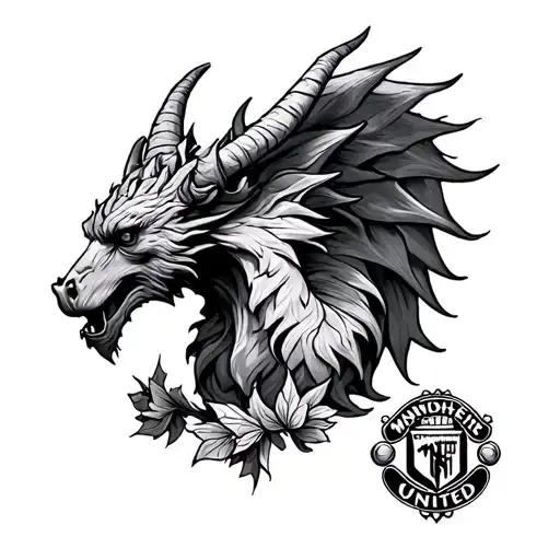 manchester united devil in nature tattoo design idea
