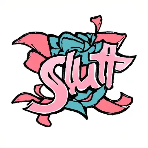 minimalist tattoo featuring word slut tattoo design idea