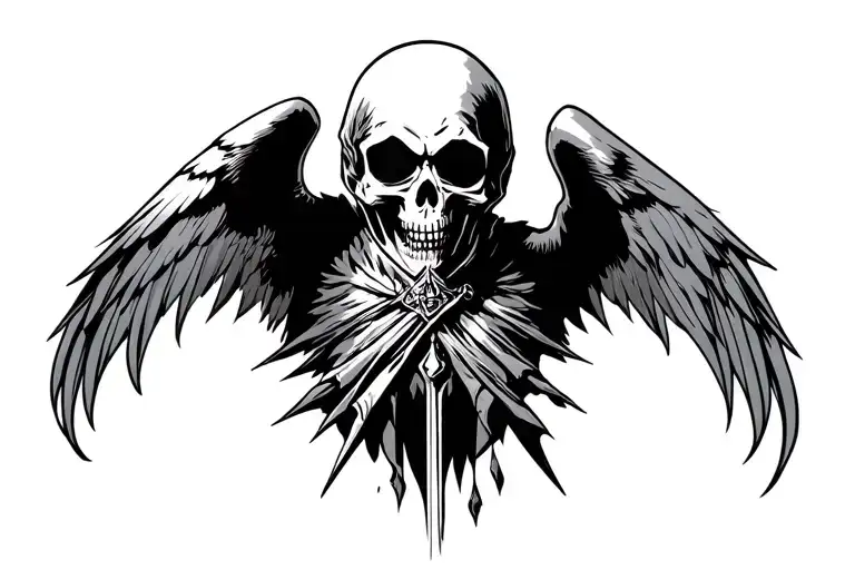 winged grim reaper tattoo design idea