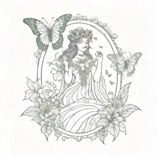 The Empress tarot card with butterflies and the saying: If it costs your mental health, it's too expensive tattoo design idea