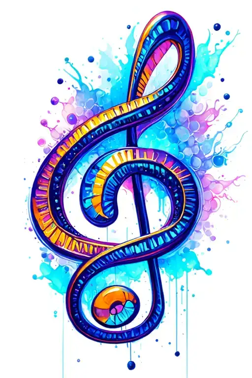 treble clef bass clef with DNA strand connecting the two tattoo design idea