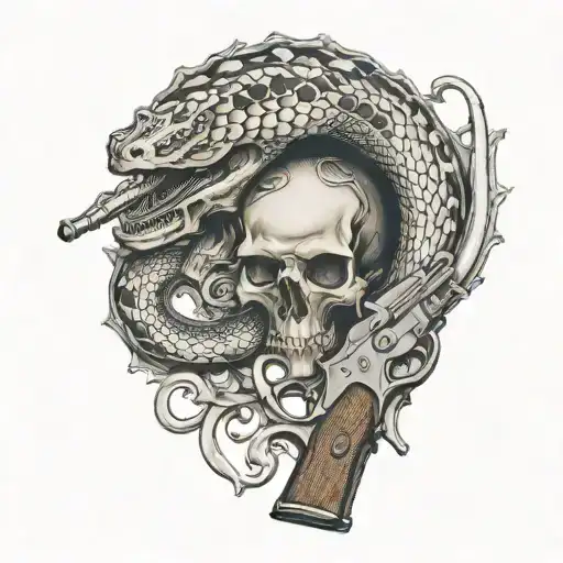 gadsdan snake flintlock pistols tattoo design idea