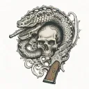 gadsdan snake flintlock pistols tattoo design idea