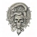 gadsdan snake flintlock pistols tattoo design idea