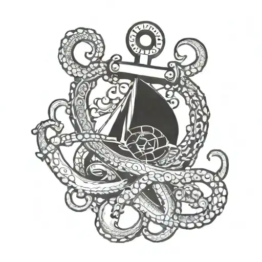 anchor and octopus tattoo design idea