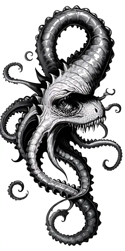 kraken sea monster tattoo design idea