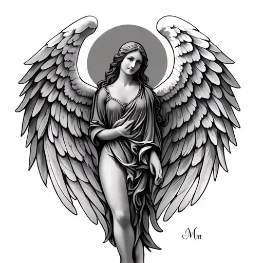 angel wing memorial for mom tattoo design idea