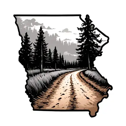 Georgia state with trees and dirt road tattoo design idea