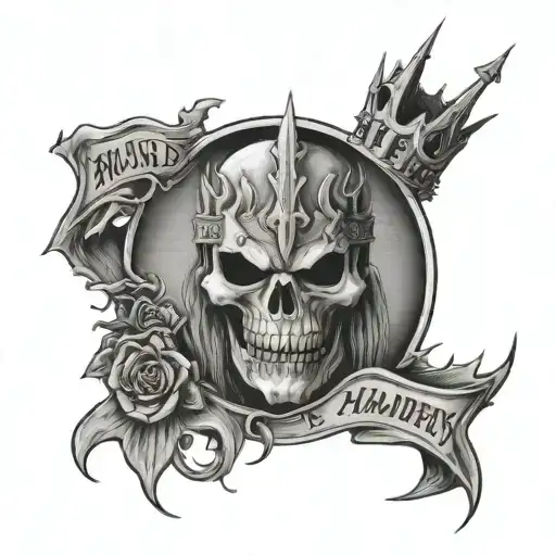 Proverbs 27:17 Iron Maiden with Crown tattoo design idea