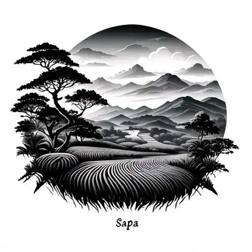 sapa rice fields complementing tattoo design idea