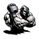 A muscle boxer milk that is wearing gloves tattoo design idea
