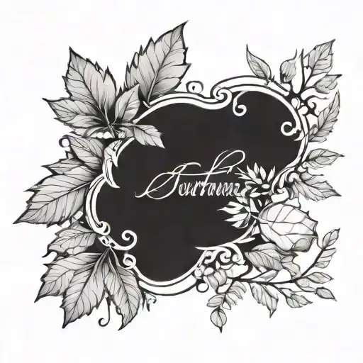 Autumn name tattoo simple outline for chest tattoo design idea