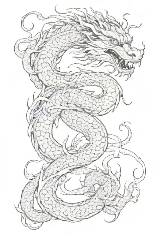 Chinese dragon with smoke and spine tattoo tattoo design idea