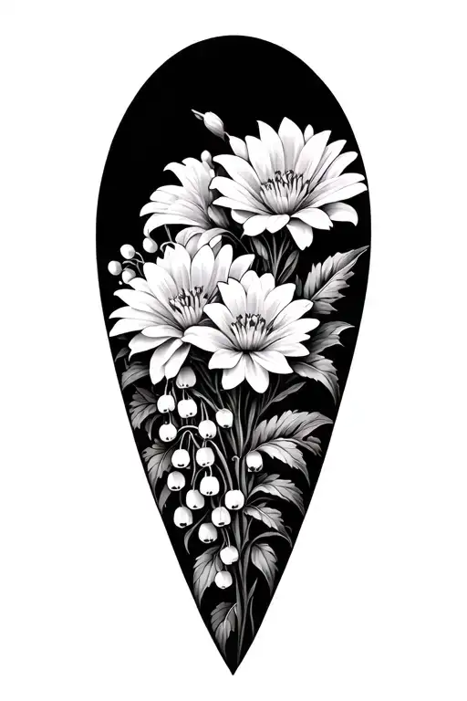  sand castle with chrysanthemum and lily of the valley tattoo design idea