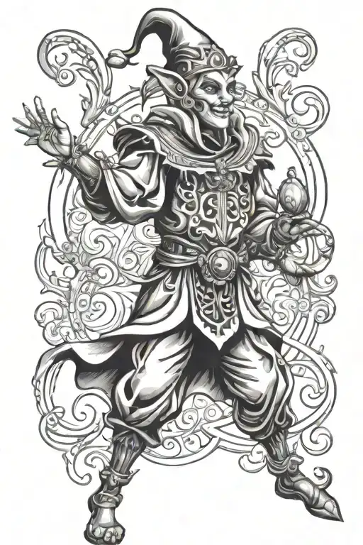 Jester standing tattoo design idea