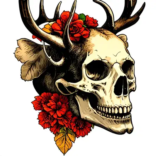 Buck from the glacial period looking at the skull tattoo design idea