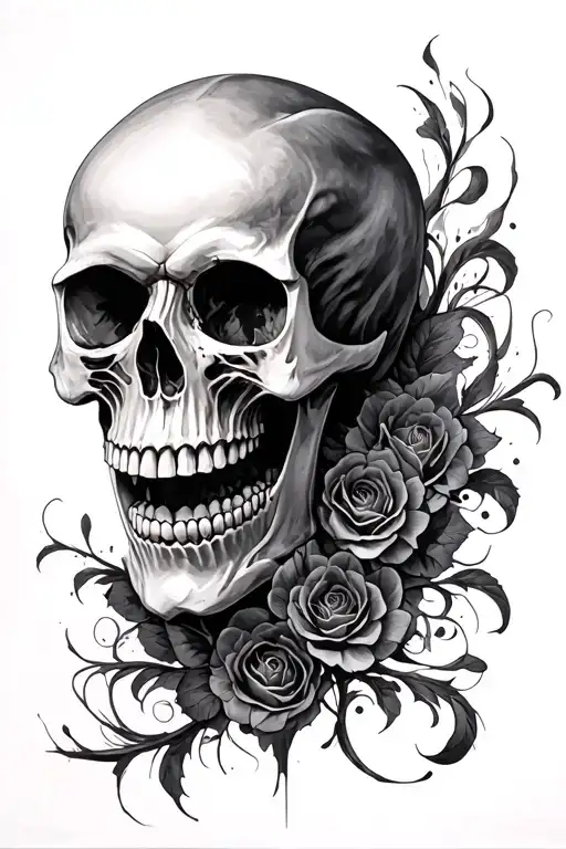 realistic and gothic skulls tattoo design idea