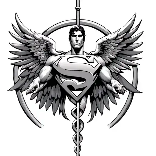 caduceus superman tattoo design idea