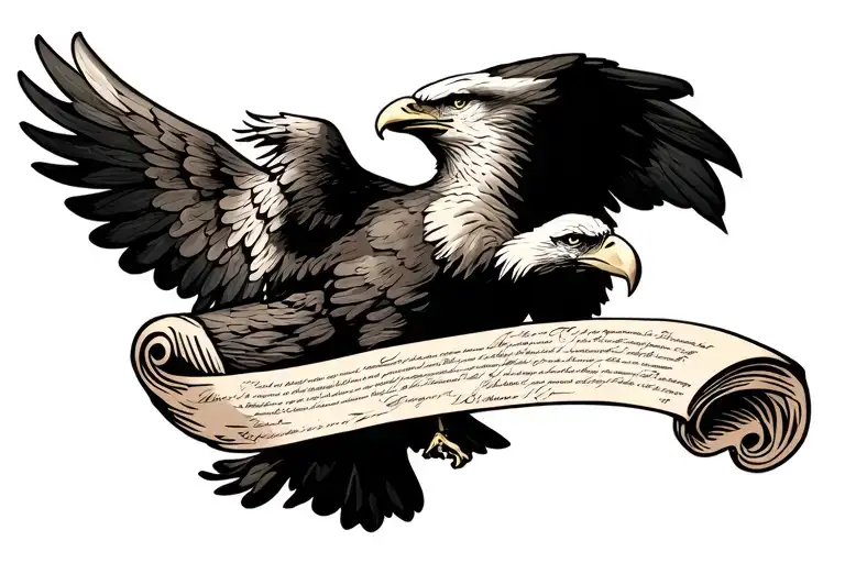 military, police, veteran, constitution, Eagle, scroll tattoo design idea