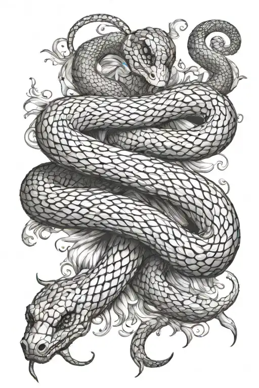 Snake with gemini, masculine tattoo tattoo design idea