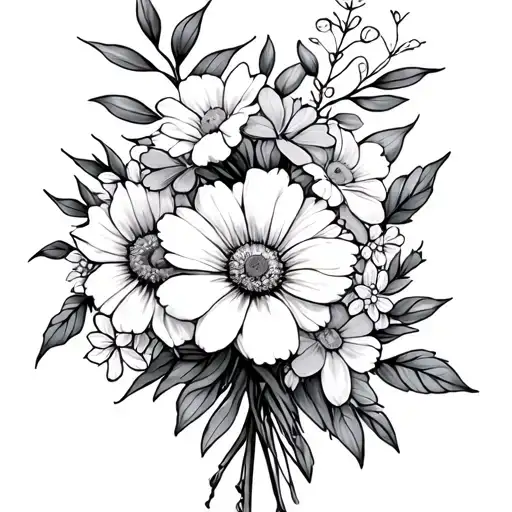 birth month flower bouquet tattoo tattoo design idea