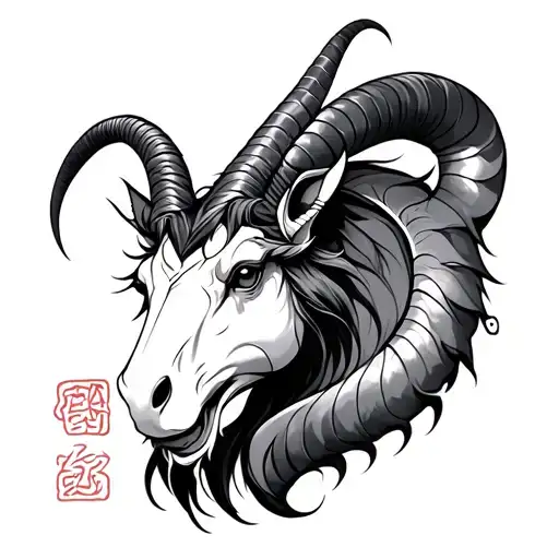 Japanese Capricorn tattoo design idea