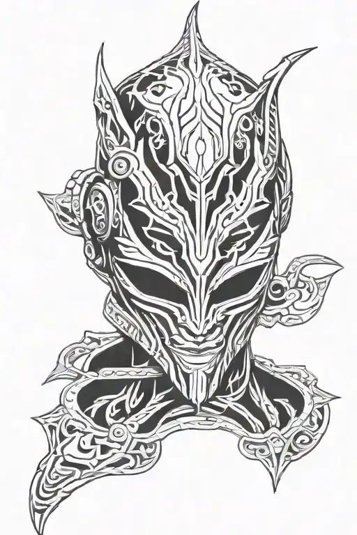 jhin mask league of legends tattoo design idea