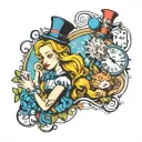 characters from the Alice in Wonderland tattoo design idea
