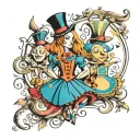 characters from the Alice in Wonderland tattoo design idea