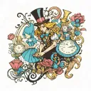 characters from the Alice in Wonderland tattoo design idea