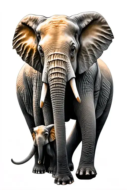 elephant tattoo of 4 family  tattoo design idea