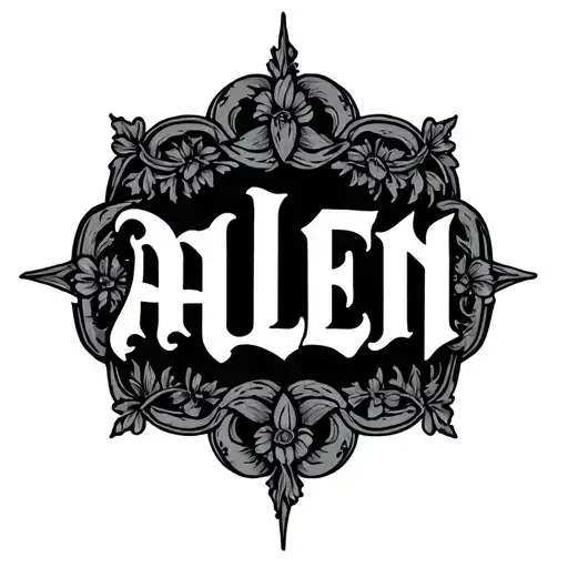 old English name ALLEN tattoo design idea