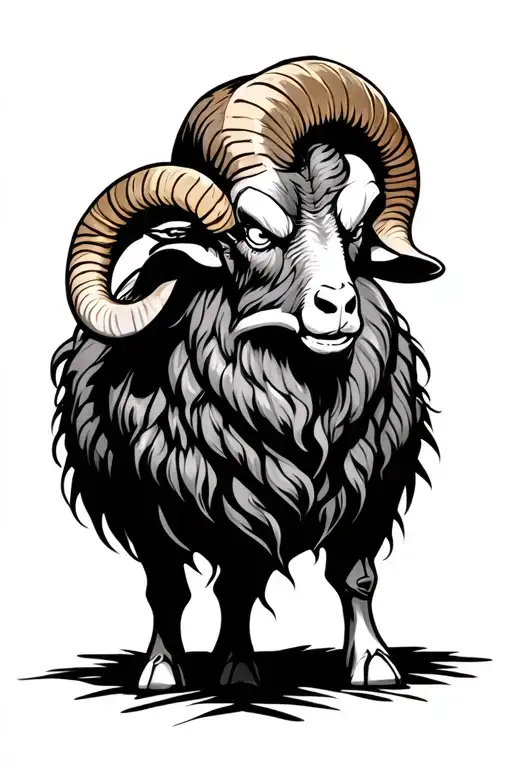 angry ram tattoo design idea