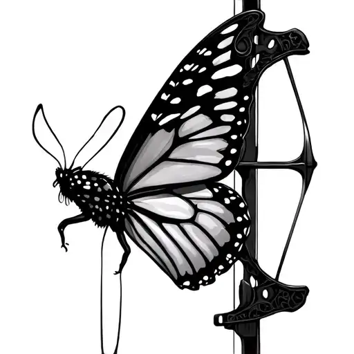 crossbow with the bow being a butterfly tattoo design idea