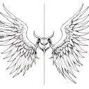 right side demon and left side angel wings spread wide tattoo design idea