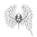 right side demon and left side angel wings spread wide tattoo design idea