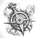 anchor and compass tattoo design idea